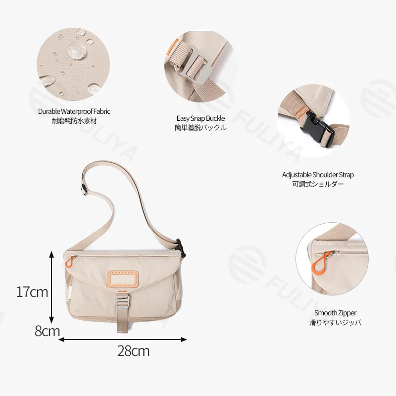 Guangzhou Fuliya Industry Co.,Ltd C-81334 Utility-style large-capacity crossbody bag, multi-compartment design , water-repellent durable fabric, quick-release buckle and adjustable strap - for campus and daily use.
