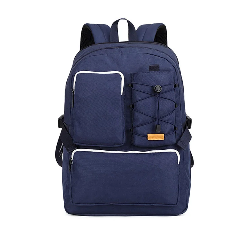 Guangzhou Fuliya Industry Co.,Ltd C-81339 Large-capacity backpack with laptop compartment, drawstring front pocket, multiple zipper pockets, side slip pocket, and luggage sleeve - suitable for travel, commuting, and campus.