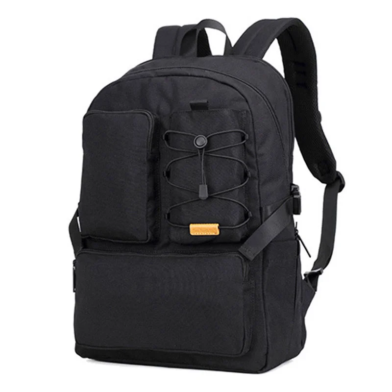 Guangzhou Fuliya Industry Co.,Ltd C-81339 Large-capacity backpack with laptop compartment, drawstring front pocket, multiple zipper pockets, side slip pocket, and luggage sleeve - suitable for travel, commuting, and campus.