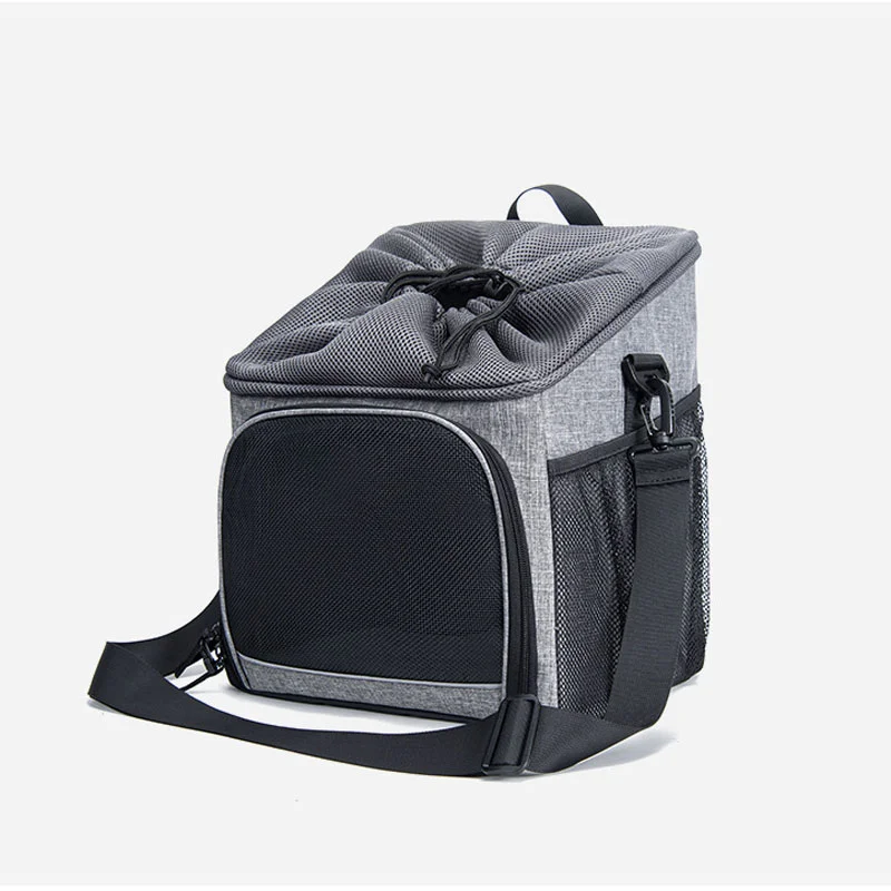 Guangzhou Fuliya Industry Co.,Ltd C-81340 This pet carrier is waterproof and breathable, with 4-way carry (hand, shoulder, crossbody, bike mount), four-sided mesh, easy assembly, and strong load capacity - ideal for travel, cycling, and airline check-in.