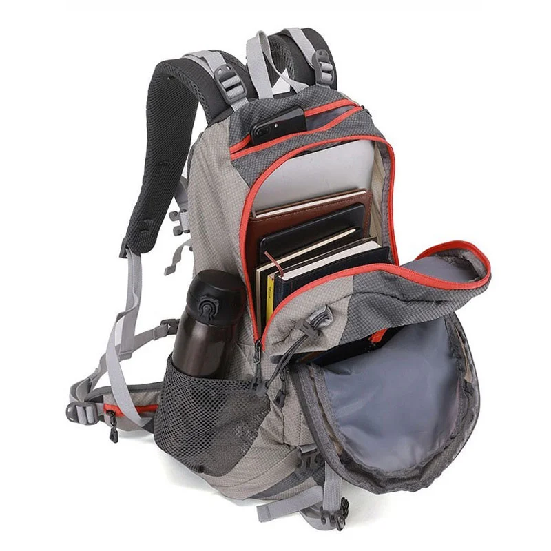 Guangzhou Fuliya Industry Co.,Ltd C-81342 Water-repellent tear-resistant nylon, S-shaped straps, breathable shoe compartment, rain cover, multiple pockets - for trekking, climbing, camping.