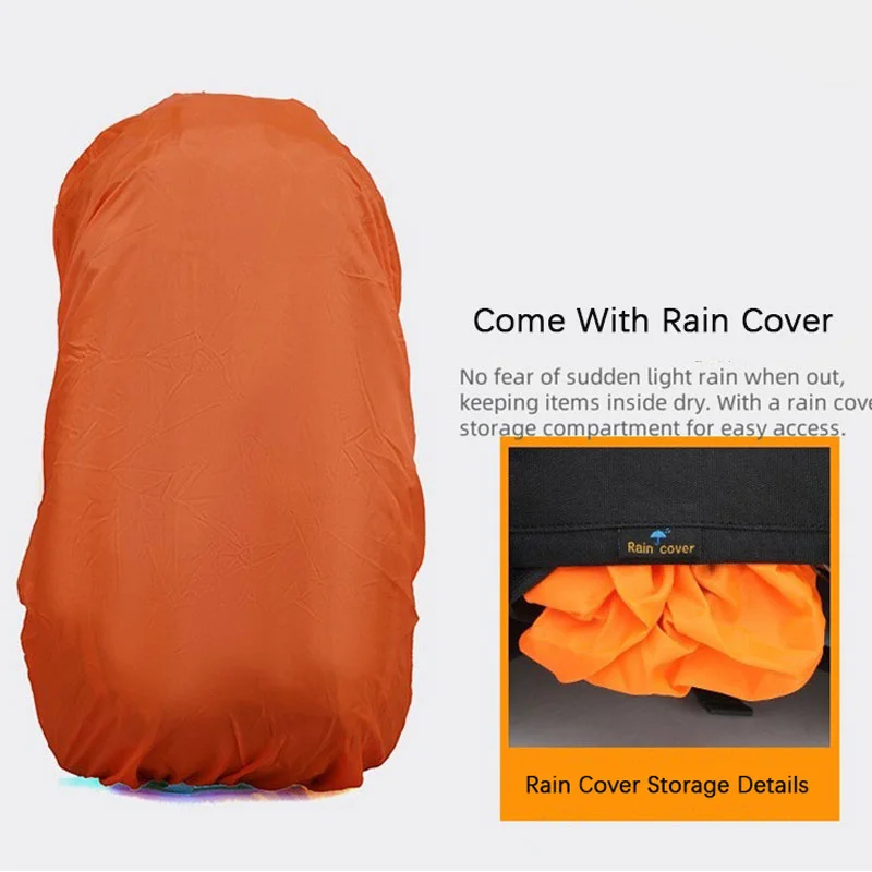 Guangzhou Fuliya Industry Co.,Ltd C-81342 Water-repellent tear-resistant nylon, S-shaped straps, breathable shoe compartment, rain cover, multiple pockets - for trekking, climbing, camping.