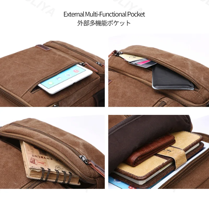 Guangzhou Fuliya Industry Co.,Ltd C-81343 This canvas backpack features a large main compartment, dedicated laptop sleeve, external multi-functional pocket, and adjustable straps - ideal for school, travel, and daily use.