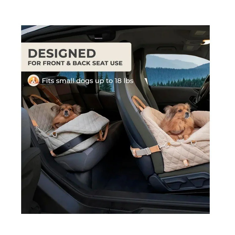 Guangzhou Fuliya Industry Co.,Ltd C-81344 Luxury quilted pet carrier, breathable for all seasons, 3-way carry (hand/shoulder/car), built-in safety leash, adjustable strap - ideal for small dogs.