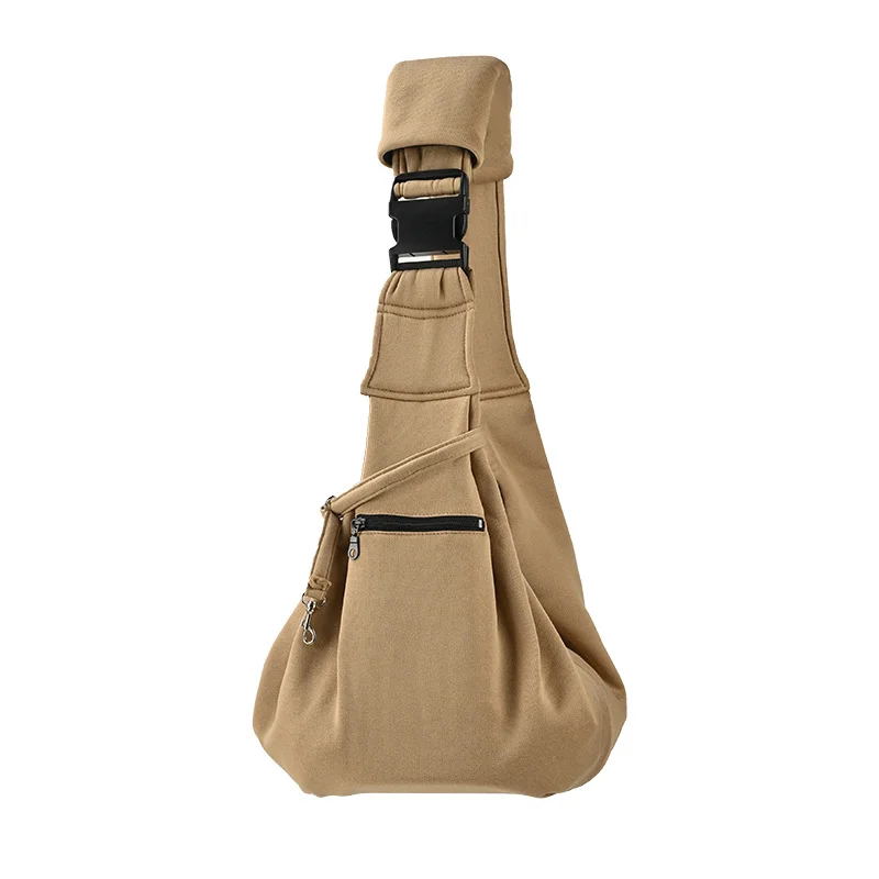 Guangzhou Fuliya Industry Co.,Ltd C-81345 Portable crossbody pet bag with safety buckle, escape-proof rope, adjustable padded shoulder strap, and zippered pockets - lightweight and durable for cats and dogs.