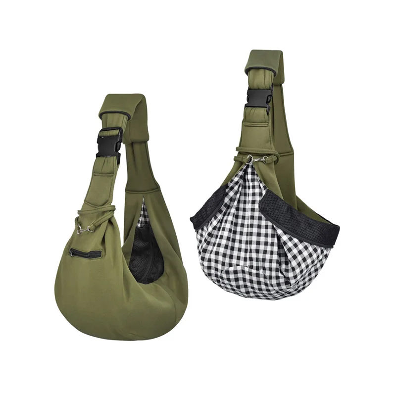 Guangzhou Fuliya Industry Co.,Ltd C-81345 Portable crossbody pet bag with safety buckle, escape-proof rope, adjustable padded shoulder strap, and zippered pockets - lightweight and durable for cats and dogs.
