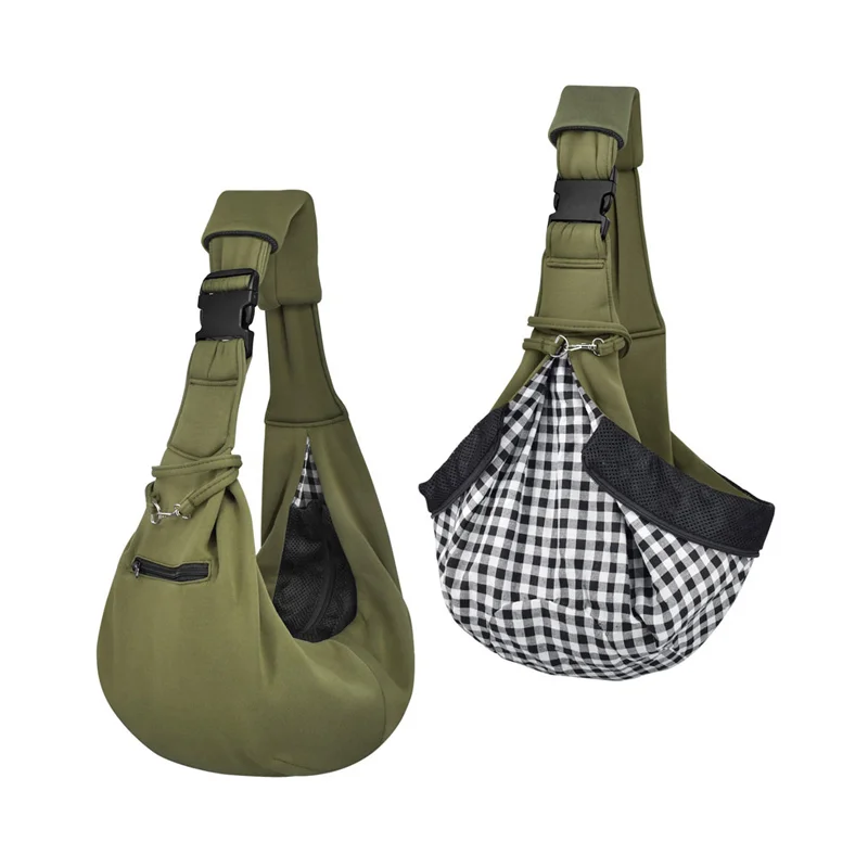 Guangzhou Fuliya Industry Co.,Ltd C-81345 Portable crossbody pet bag with safety buckle, escape-proof rope, adjustable padded shoulder strap, and zippered pockets - lightweight and durable for cats and dogs.