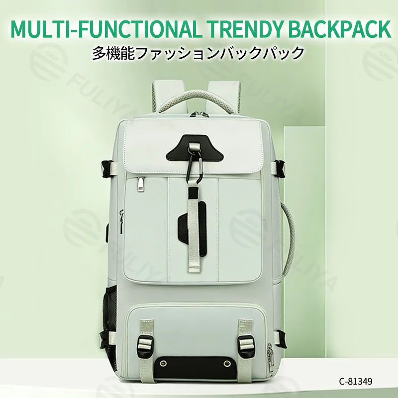 Guangzhou Fuliya Industry Co.,Ltd C-81349 Water-repellent durable fabric, external USB charging port, separate shoe compartment, rear luggage strap, ergonomic load-bearing system - ideal for business trips, commuting, and school.