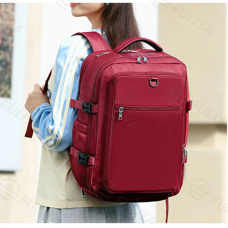 Guangzhou Fuliya Industry Co.,Ltd C-81351 This backpack features waterproof durable fabric, separate shoe and laptop compartments, side expansion (23L to 39L), and a luggage pass-through sleeve - perfect for business trips, travel, school, and daily use.