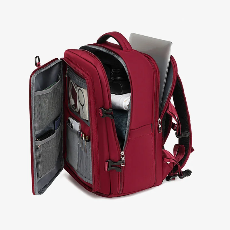 Guangzhou Fuliya Industry Co.,Ltd C-81351 This backpack features waterproof durable fabric, separate shoe and laptop compartments, side expansion (23L to 39L), and a luggage pass-through sleeve - perfect for business trips, travel, school, and daily use.