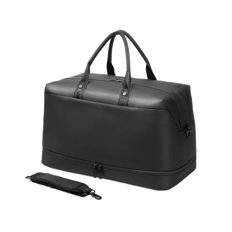 Guangzhou Fuliya Industry Co.,Ltd C-81377 This waterproof gym & travel duffel bag features a separate shoe compartment, wet/dry separation, luggage strap, and multiple pockets - perfect for business trips, travel, and gym.