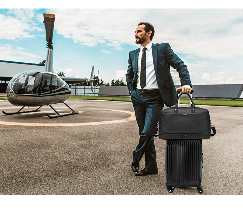 Guangzhou Fuliya Industry Co.,Ltd C-81377 This waterproof gym & travel duffel bag features a separate shoe compartment, wet/dry separation, luggage strap, and multiple pockets - perfect for business trips, travel, and gym.