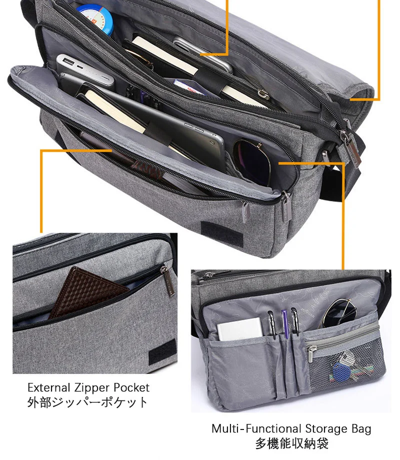 Guangzhou Fuliya Industry Co.,Ltd C-81378 This waterproof canvas crossbody bag is durable, large-capacity with multiple pockets and Velcro closure - perfect for commuting and daily use.