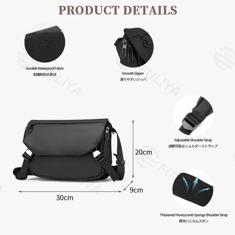 Guangzhou Fuliya Industry Co.,Ltd C-81379 Waterproof and wear-resistant, with multiple large-capacity pockets, thickened honeycomb shoulder strap, and back anti-theft pocket - suitable for commuting, outdoor, and daily use.