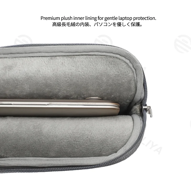 Guangzhou Fuliya Industry Co.,Ltd C-81384 This padded shockproof laptop handbag is made of durable waterproof fabric, large capacity for 14-inch laptops, plush lining for protection, with a hideaway handle and side pocket - ideal for commuting and travel.