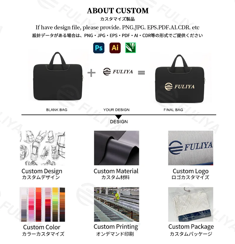 Guangzhou Fuliya Industry Co.,Ltd C-81384 This padded shockproof laptop handbag is made of durable waterproof fabric, large capacity for 14-inch laptops, plush lining for protection, with a hideaway handle and side pocket - ideal for commuting and travel.