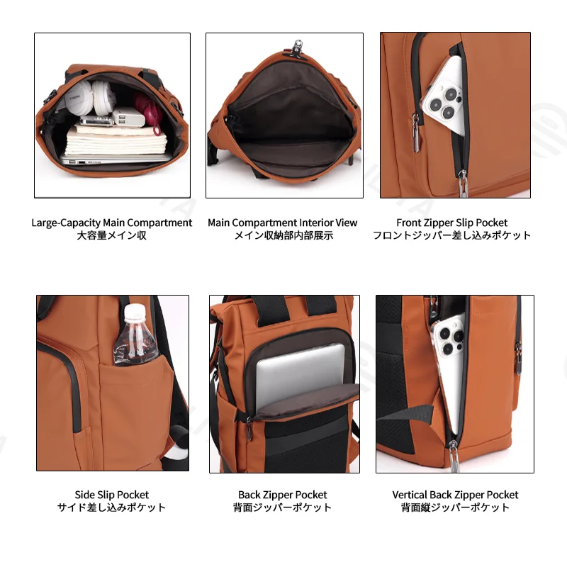 Guangzhou Fuliya Industry Co.,Ltd C-81385 This waterproof backpack features multi-compartment large capacity, buckle flap closure, adjustable straps, thickened breathable back panel, and luggage strap - ideal for commuting, travel, and outdoor.