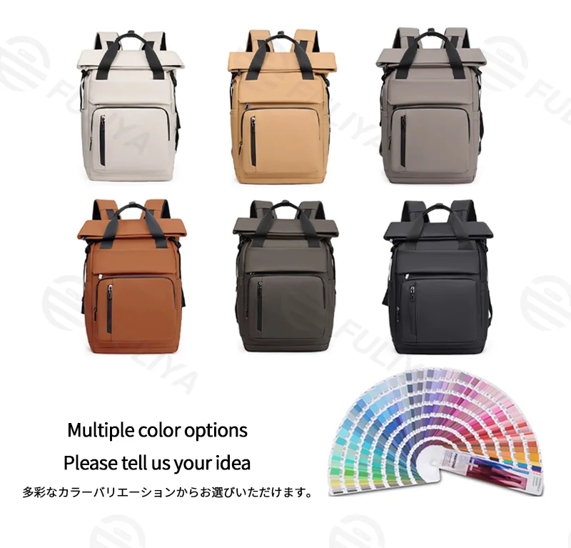 Guangzhou Fuliya Industry Co.,Ltd C-81385 This waterproof backpack features multi-compartment large capacity, buckle flap closure, adjustable straps, thickened breathable back panel, and luggage strap - ideal for commuting, travel, and outdoor.