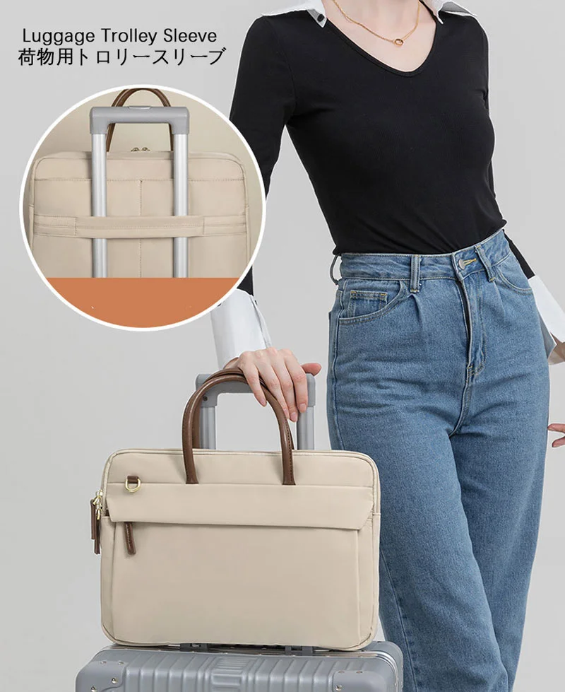 Guangzhou Fuliya Industry Co.,Ltd C-81386 This lightweight waterproof laptop bag features large inner pockets, back pockets, hidden front zipper pocket, and luggage strap - ideal for commuting and business.