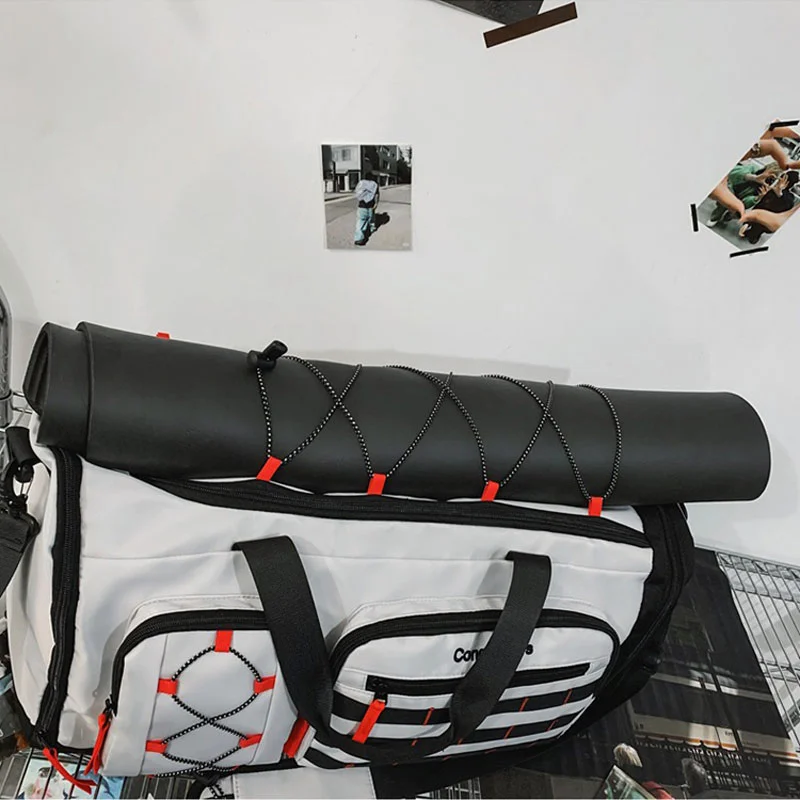 Guangzhou Fuliya Industry Co.,Ltd C-81389 This multi-functional travel bag features water-repellent fabric, a separate shoe compartment, wet/dry separation pocket, and adjustable shoulder strap - perfect for gym, travel, and daily use.