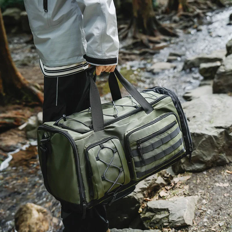 Guangzhou Fuliya Industry Co.,Ltd C-81389 This multi-functional travel bag features water-repellent fabric, a separate shoe compartment, wet/dry separation pocket, and adjustable shoulder strap - perfect for gym, travel, and daily use.