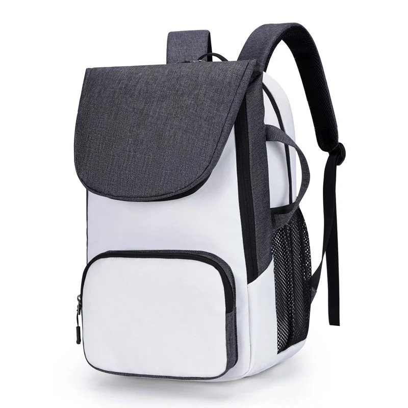 Guangzhou Fuliya Industry Co.,Ltd C-81398 This backpack features waterproof durable fabric, racket pocket, separate shoe compartment, wet/dry separation, laptop sleeve, and magnetic buckle - ideal for tennis, badminton, gym, and travel.