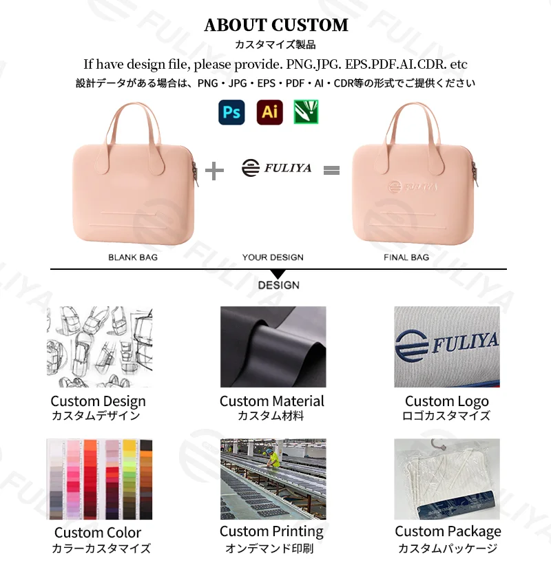 Guangzhou Fuliya Industry Co.,Ltd C-81400 This thick waterproof EVA bag is abrasion-resistant, tear-resistant, large-capacity with no bulging, dual-head zipper, and reinforced handles - for laptops, cosmetics, travel, and daily use.