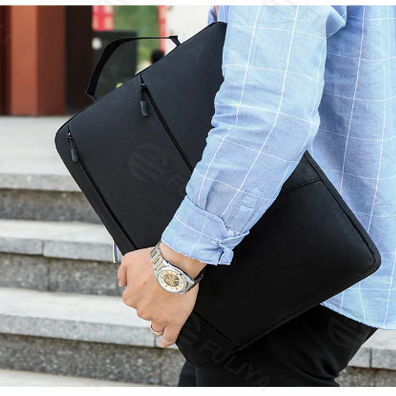 Guangzhou Fuliya Industry Co.,Ltd C-81402 This multi-functional laptop sleeve features multi-section storage, internal pockets for laptop, wallet, phone, and pen, available in S/M/L sizes - ideal for commuting, business trips, and school.