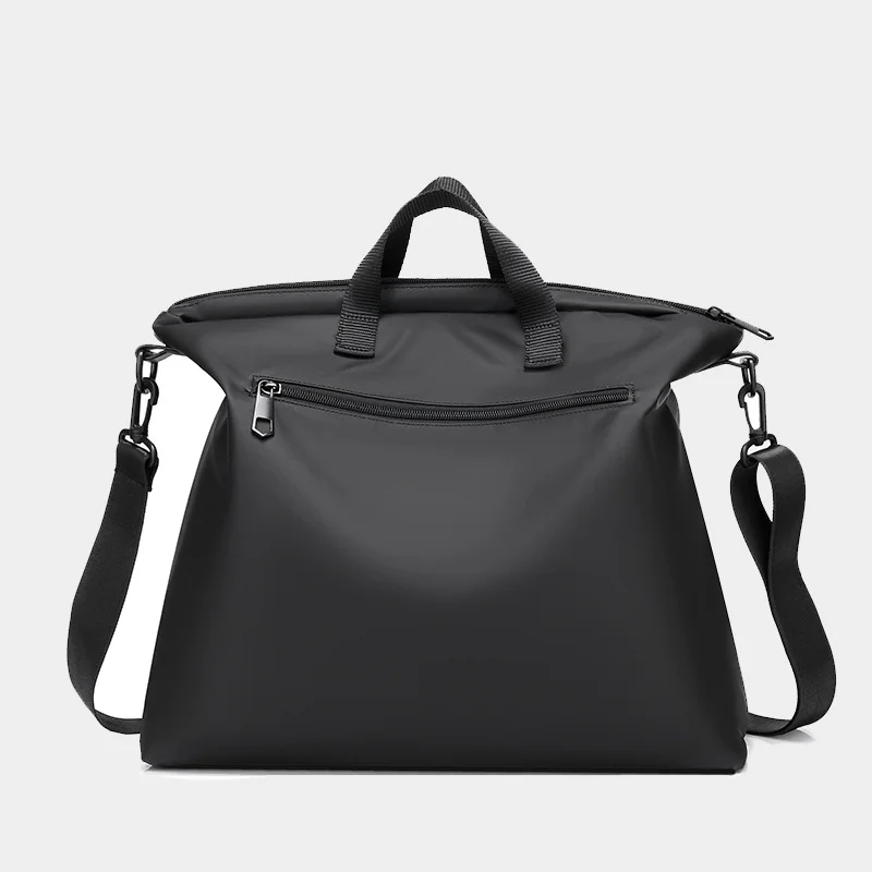 Guangzhou Fuliya Industry Co.,Ltd C-81403 This nylon & PU leather bag is water-repellent, large-capacity for a laptop, with comfortable handle and detachable shoulder strap - perfect for commuting, business, and school.