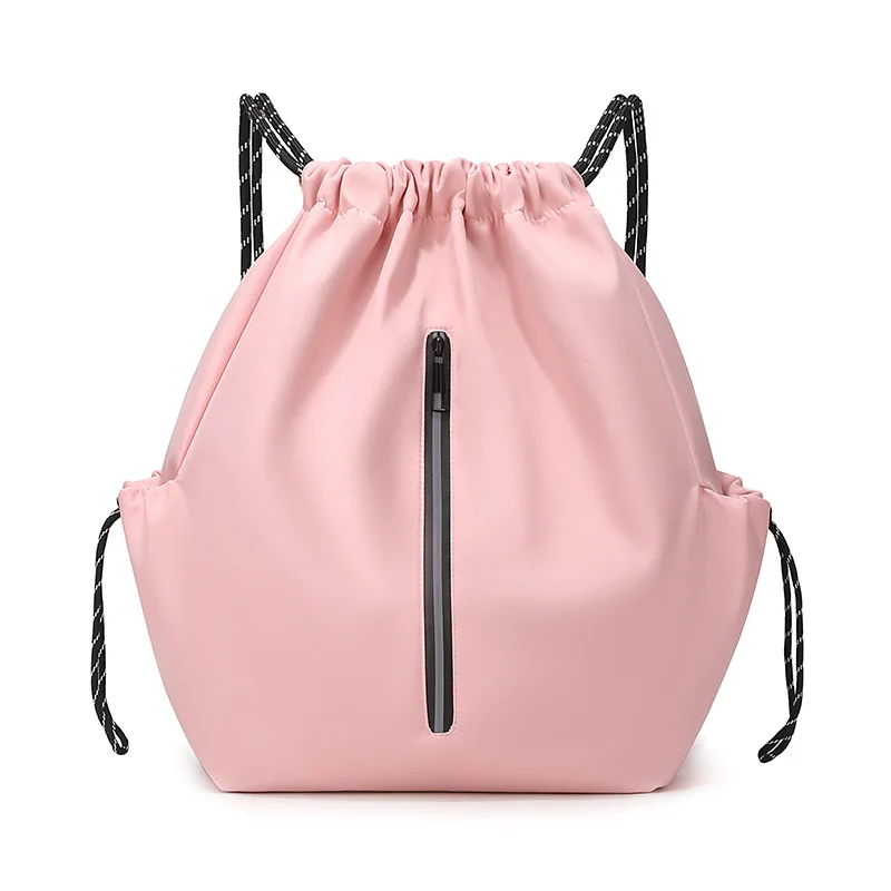 Guangzhou Fuliya Industry Co.,Ltd C-81404 This lightweight (290g) drawstring bag features reflective strips, large capacity, front/side pockets, and an anti-theft back pocket - perfect for outdoor, travel, and daily use.