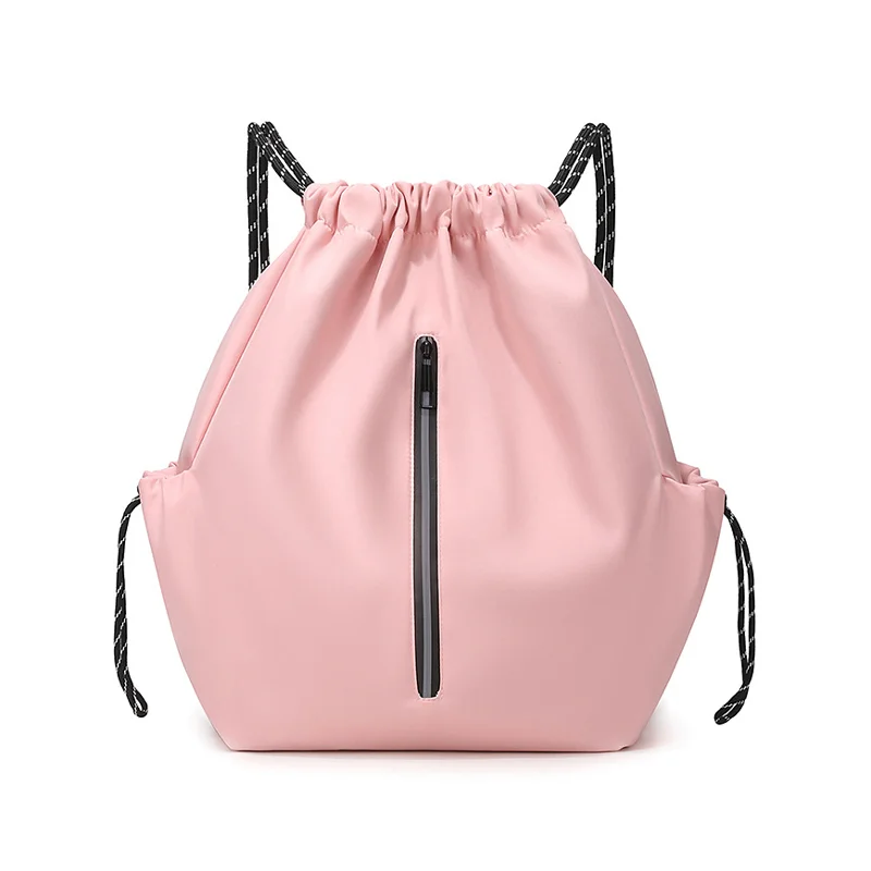 Guangzhou Fuliya Industry Co.,Ltd C-81404 This lightweight (290g) drawstring bag features reflective strips, large capacity, front/side pockets, and an anti-theft back pocket - perfect for outdoor, travel, and daily use.