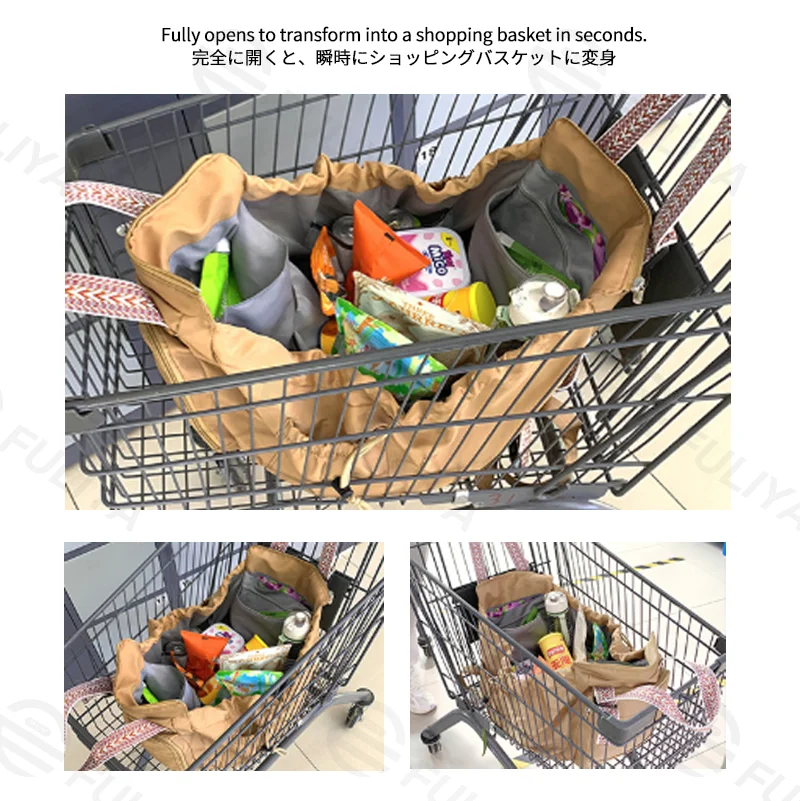 Guangzhou Fuliya Industry Co.,Ltd C-81405 This foldable mommy bag features a separate wet/dry compartment, transforms into a shopping basket or carry cot, fits over luggage handles, and is easy to carry.