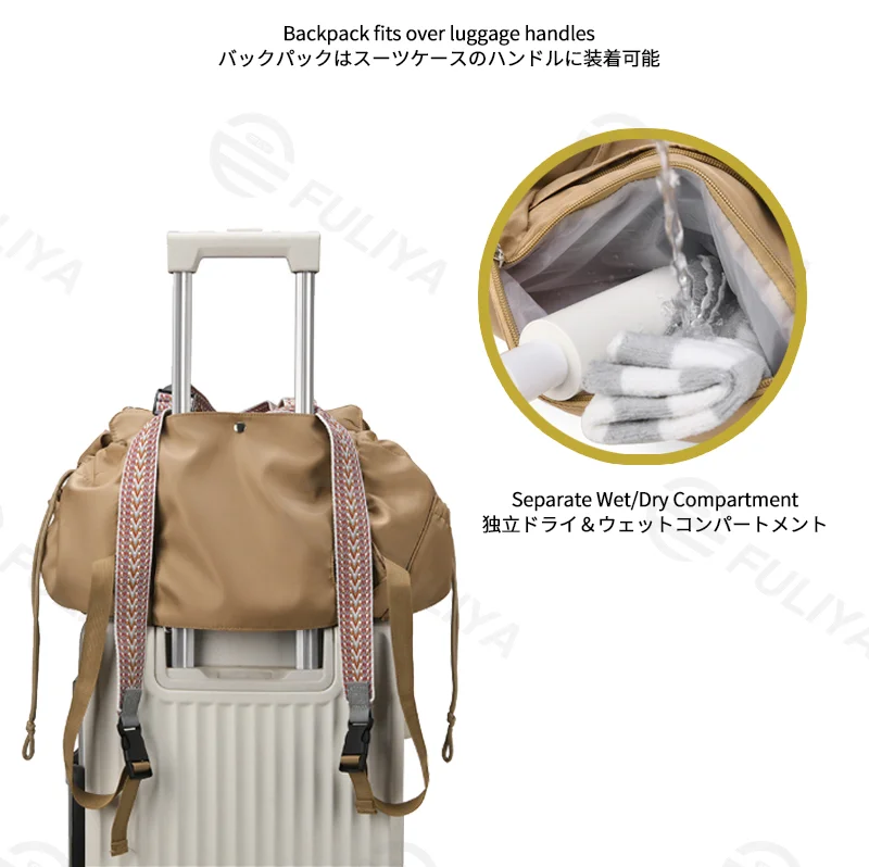 Guangzhou Fuliya Industry Co.,Ltd C-81405 This foldable mommy bag features a separate wet/dry compartment, transforms into a shopping basket or carry cot, fits over luggage handles, and is easy to carry.