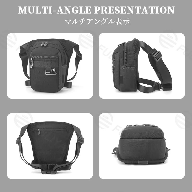Guangzhou Fuliya Industry Co.,Ltd C-81406 This waterproof and durable multi-functional bag can be worn as a chest, leg, or shoulder bag, with multiple pockets and secure buckles - perfect for sports and commuting.