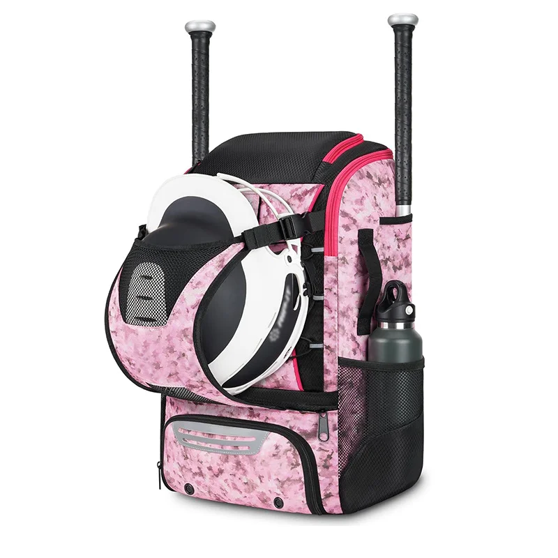 Guangzhou Fuliya Industry Co.,Ltd C-81409 40L large capacity, with waterproof pocket, helmet holder, bat sleeves, and shoe compartment, breathable and wear-resistant fabric, shoulder strap with whistle - ideal for baseball, softball, and hockey.