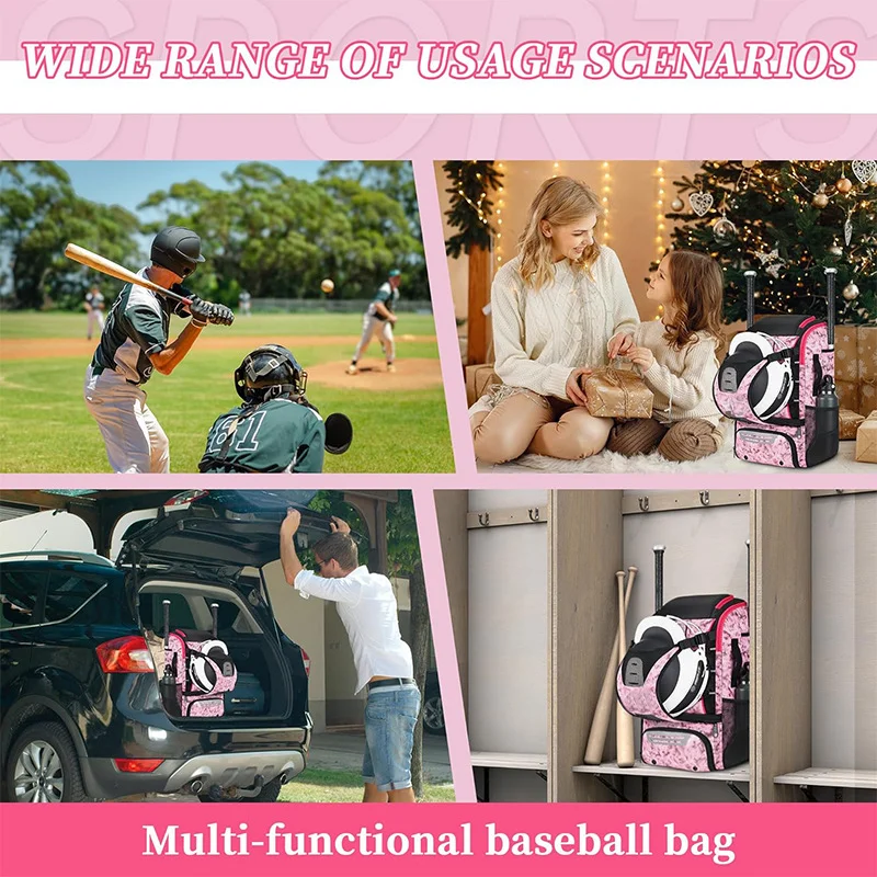 Guangzhou Fuliya Industry Co.,Ltd C-81409 40L large capacity, with waterproof pocket, helmet holder, bat sleeves, and shoe compartment, breathable and wear-resistant fabric, shoulder strap with whistle - ideal for baseball, softball, and hockey.