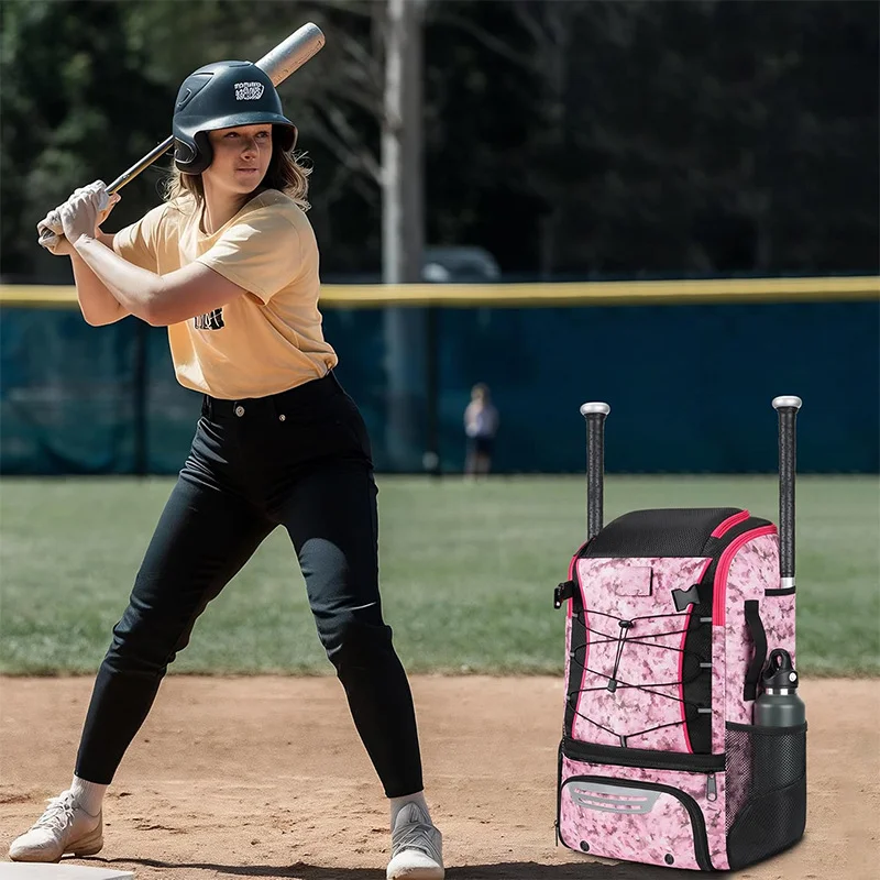 Guangzhou Fuliya Industry Co.,Ltd C-81409 40L large capacity, with waterproof pocket, helmet holder, bat sleeves, and shoe compartment, breathable and wear-resistant fabric, shoulder strap with whistle - ideal for baseball, softball, and hockey.