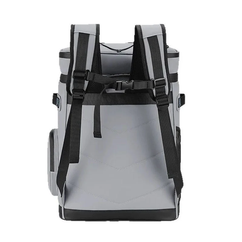 Guangzhou Fuliya Industry Co.,Ltd C-81410 This 30L large‑capacity cooler bag is 100% leak‑proof, keeps cold 12h and warm 6h, with picnic mat and cutlery storage – perfect for camping, picnics, and beach.