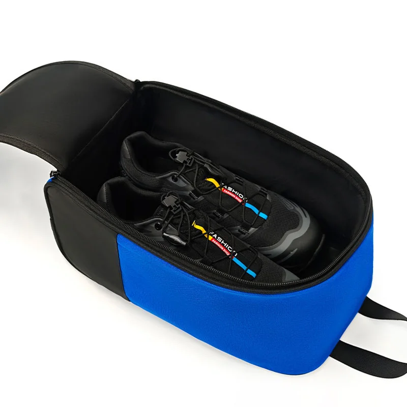 Guangzhou Fuliya Industry Co.,Ltd C-81415 This shoe bag is made of high-density Oxford fabric, water-proof and dust-proof, with ventilation holes, dual-zipper wide opening, and large capacity - for gym, travel, and daily use.