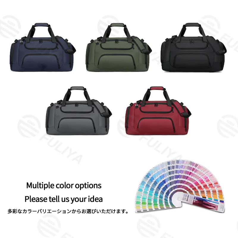 Guangzhou Fuliya Industry Co.,Ltd C-81417 This large-capacity travel bag is waterproof and durable, with smart compartments for 3-5 day trips, adjustable shoulder strap, and trolley strap - for business trips, travel, and gym.