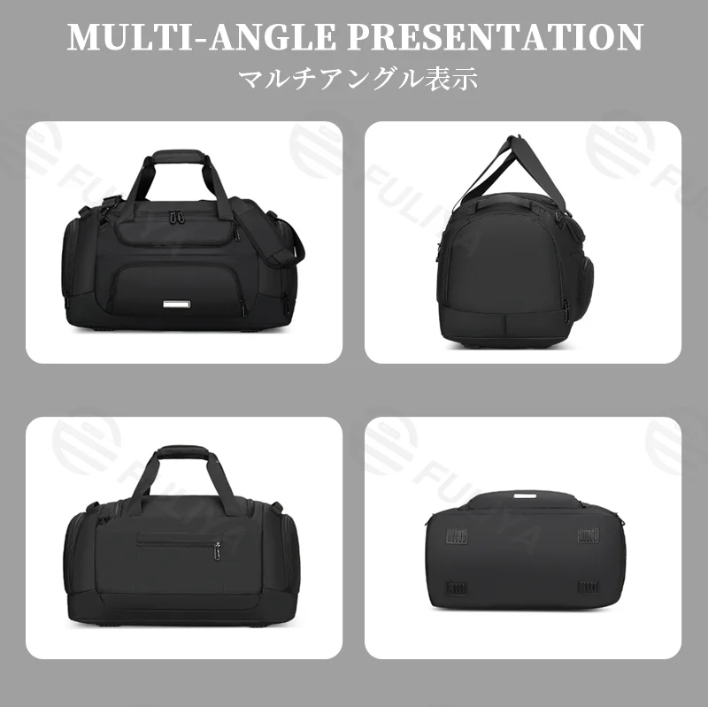 Guangzhou Fuliya Industry Co.,Ltd C-81417 This large-capacity travel bag is waterproof and durable, with smart compartments for 3-5 day trips, adjustable shoulder strap, and trolley strap - for business trips, travel, and gym.