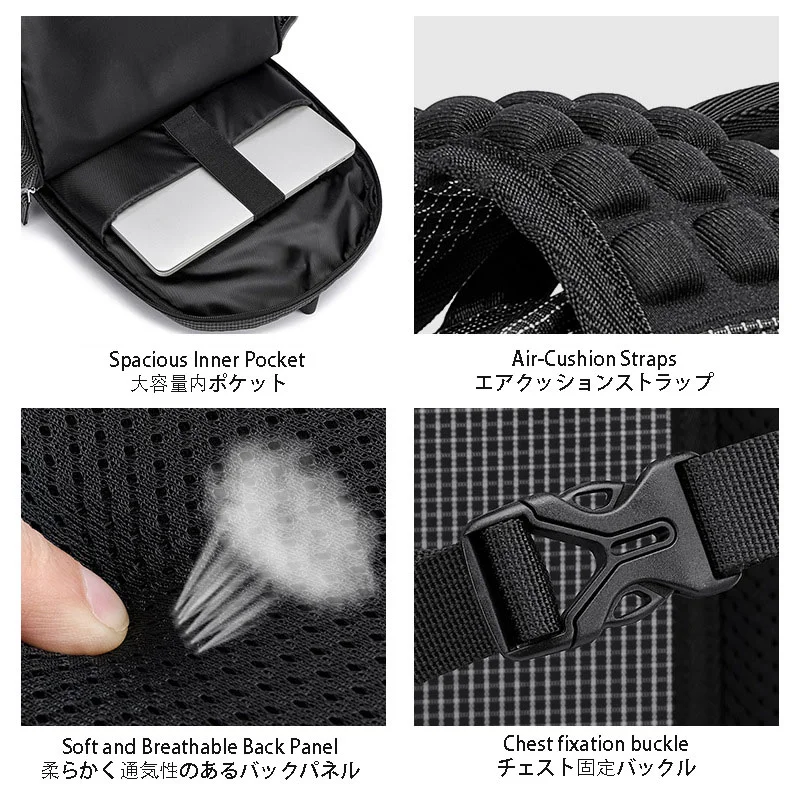 Guangzhou Fuliya Industry Co.,Ltd C-81418 Lightweight waterproof backpack with laptop compartment, ergonomic back, and rain cover - for commuting and travel.