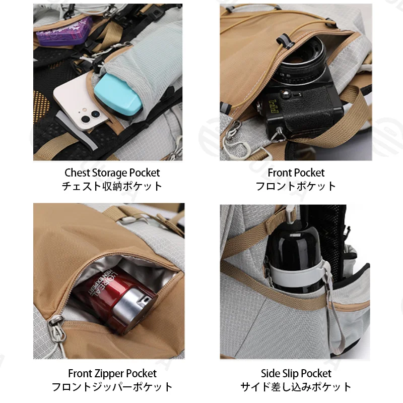 Guangzhou Fuliya Industry Co.,Ltd C-81419 This lightweight (955g) backpack features a breathable back panel, hydration pocket, multi-layer storage, and an adjustable chest strap - perfect for trekking, travel, and outdoor.