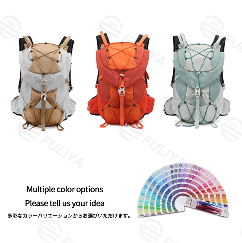 Guangzhou Fuliya Industry Co.,Ltd C-81419 This lightweight (955g) backpack features a breathable back panel, hydration pocket, multi-layer storage, and an adjustable chest strap - perfect for trekking, travel, and outdoor.