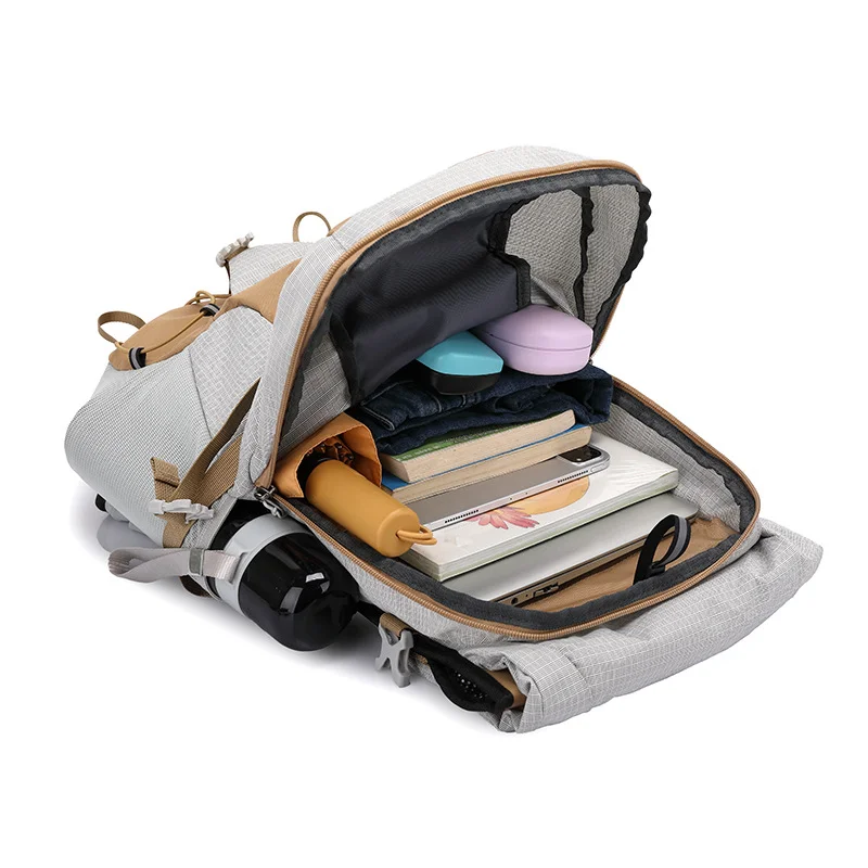 Guangzhou Fuliya Industry Co.,Ltd C-81419 This lightweight (955g) backpack features a breathable back panel, hydration pocket, multi-layer storage, and an adjustable chest strap - perfect for trekking, travel, and outdoor.