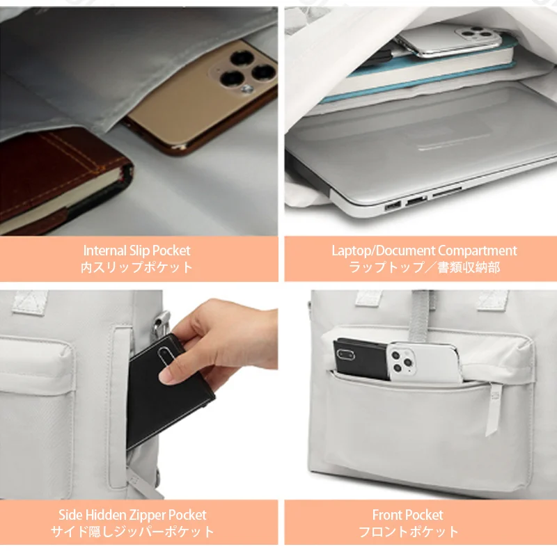 広州富麗雅実業有限会社 C-81427 この軽量防水PCバッグは斜め掛け・手提げ両用、両面エアクッション保護、大容量多ポケット、スーツケース固定ストラップ付き – 通勤・出張に最適です。