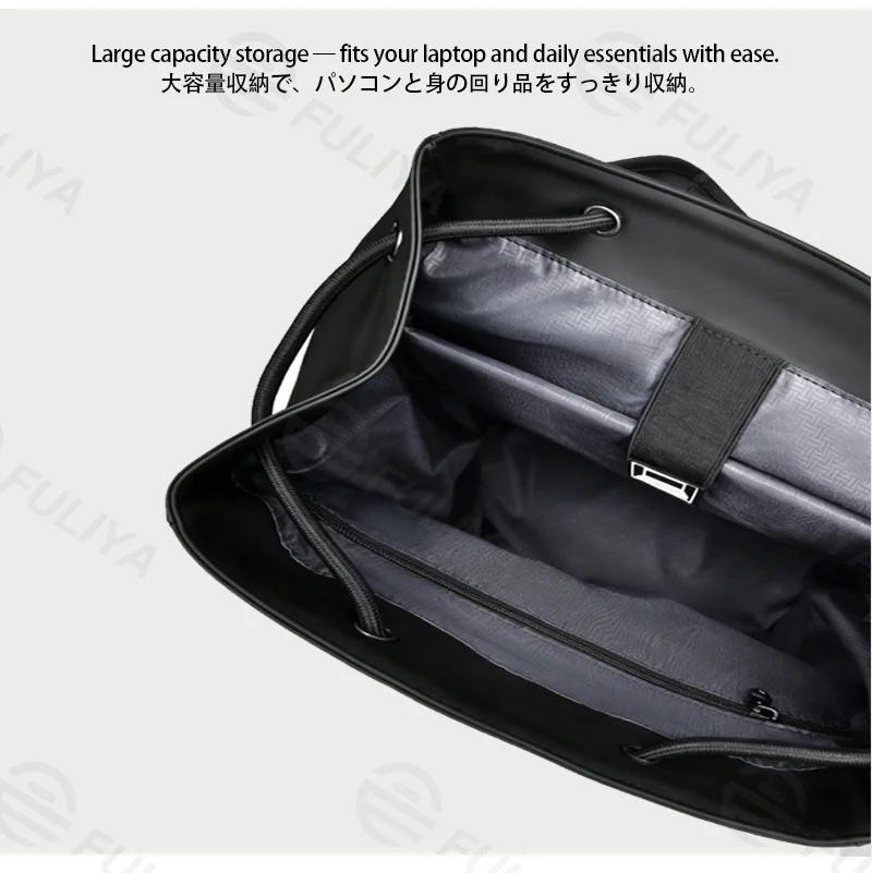 Guangzhou Fuliya Industry Co.,Ltd C-81429 This lightweight business backpack is water‑repellent and durable, with large capacity and multiple pockets, plus a trolley strap – perfect for commuting and business trips.