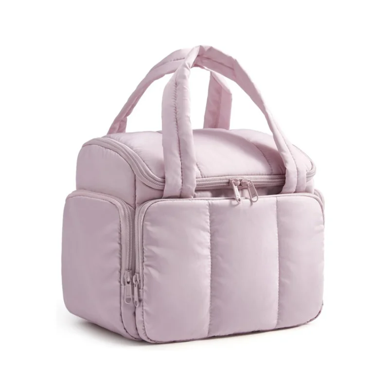 Guangzhou Fuliya Industry Co.,Ltd C-81432 This fluffy makeup bag is lightweight, water-resistant with smooth zippers, 180° wide opening, and multiple mesh pockets - for travel and daily organization.