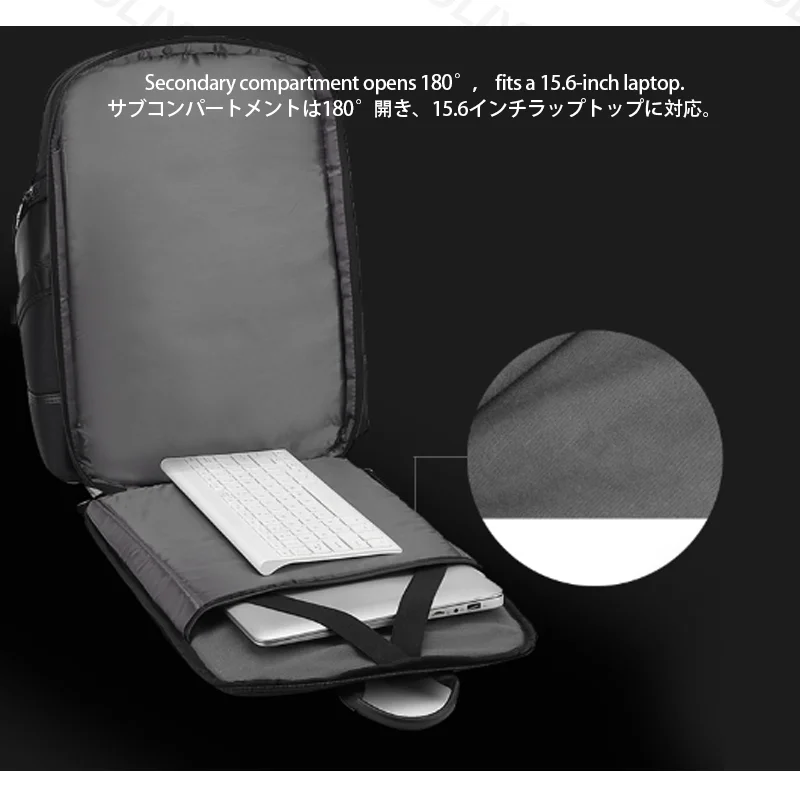 広州富麗雅実業有限会社 C-81436 このビジネスリュックは大容量で15.6インチPC対応、蜂巣背パッド・反射ストリップ・スーツケースベルト付き、通勤・旅行に最適です。