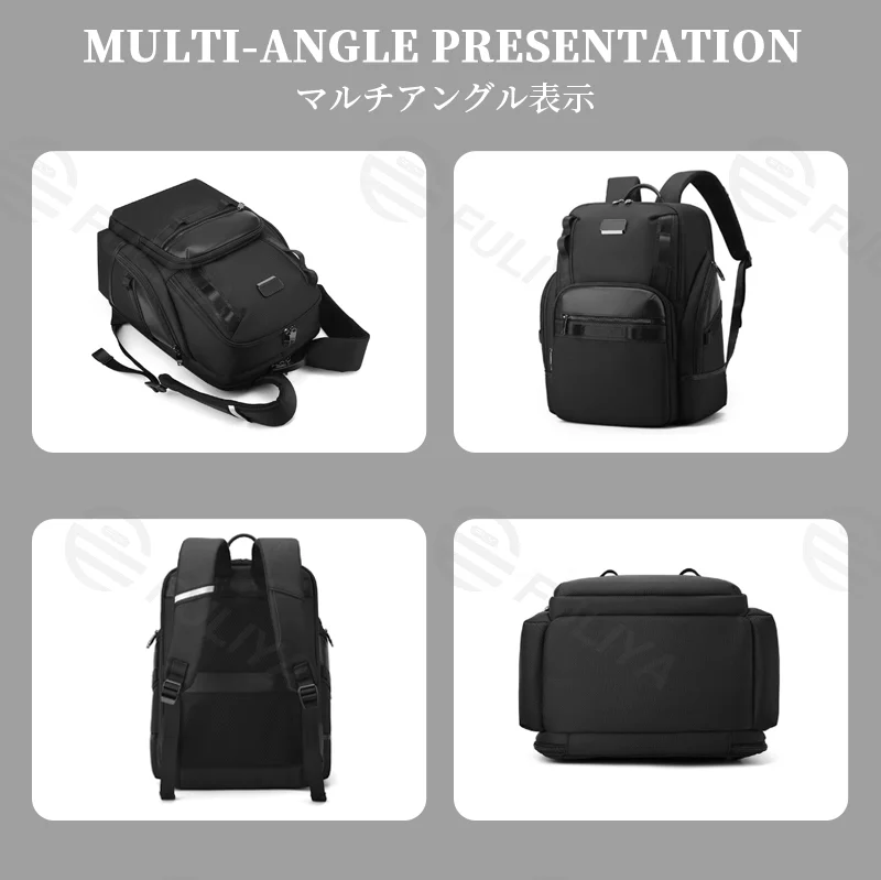 広州富麗雅実業有限会社 C-81436 このビジネスリュックは大容量で15.6インチPC対応、蜂巣背パッド・反射ストリップ・スーツケースベルト付き、通勤・旅行に最適です。